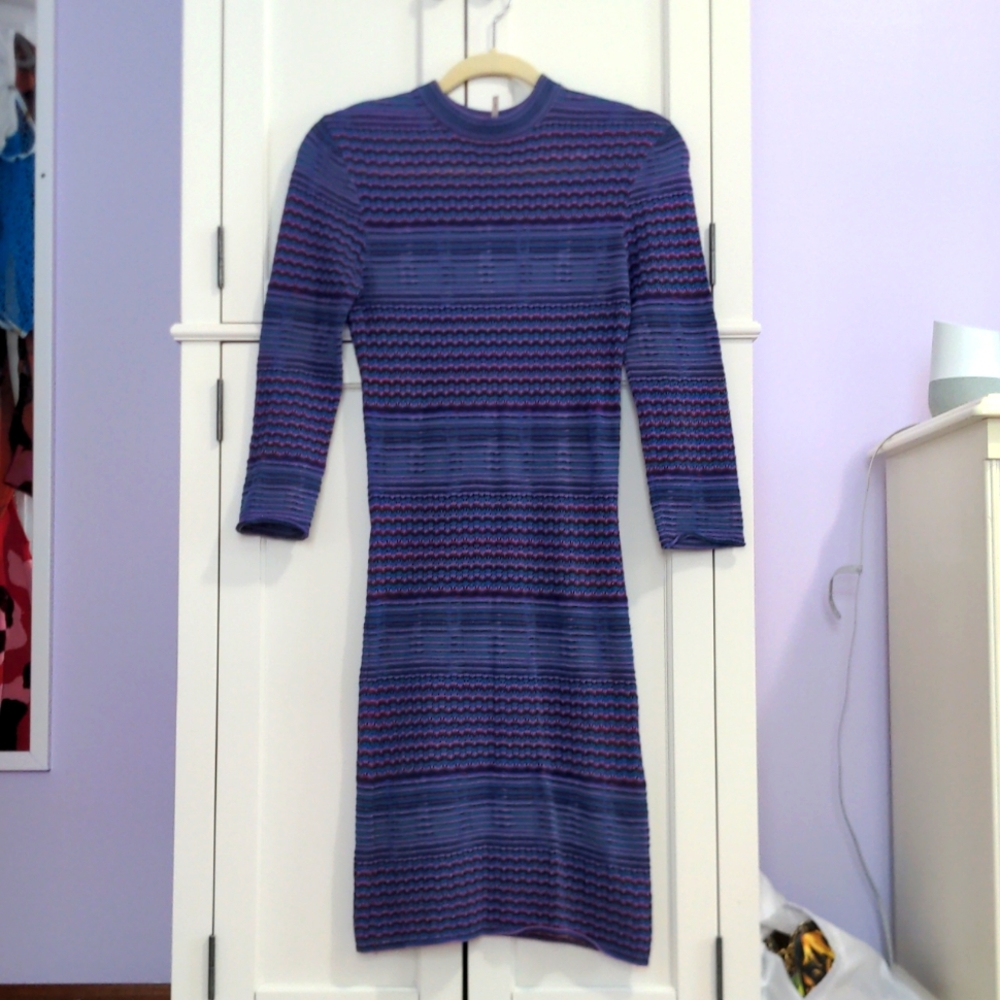 Free People Purple Crochet Striped Midi Dress